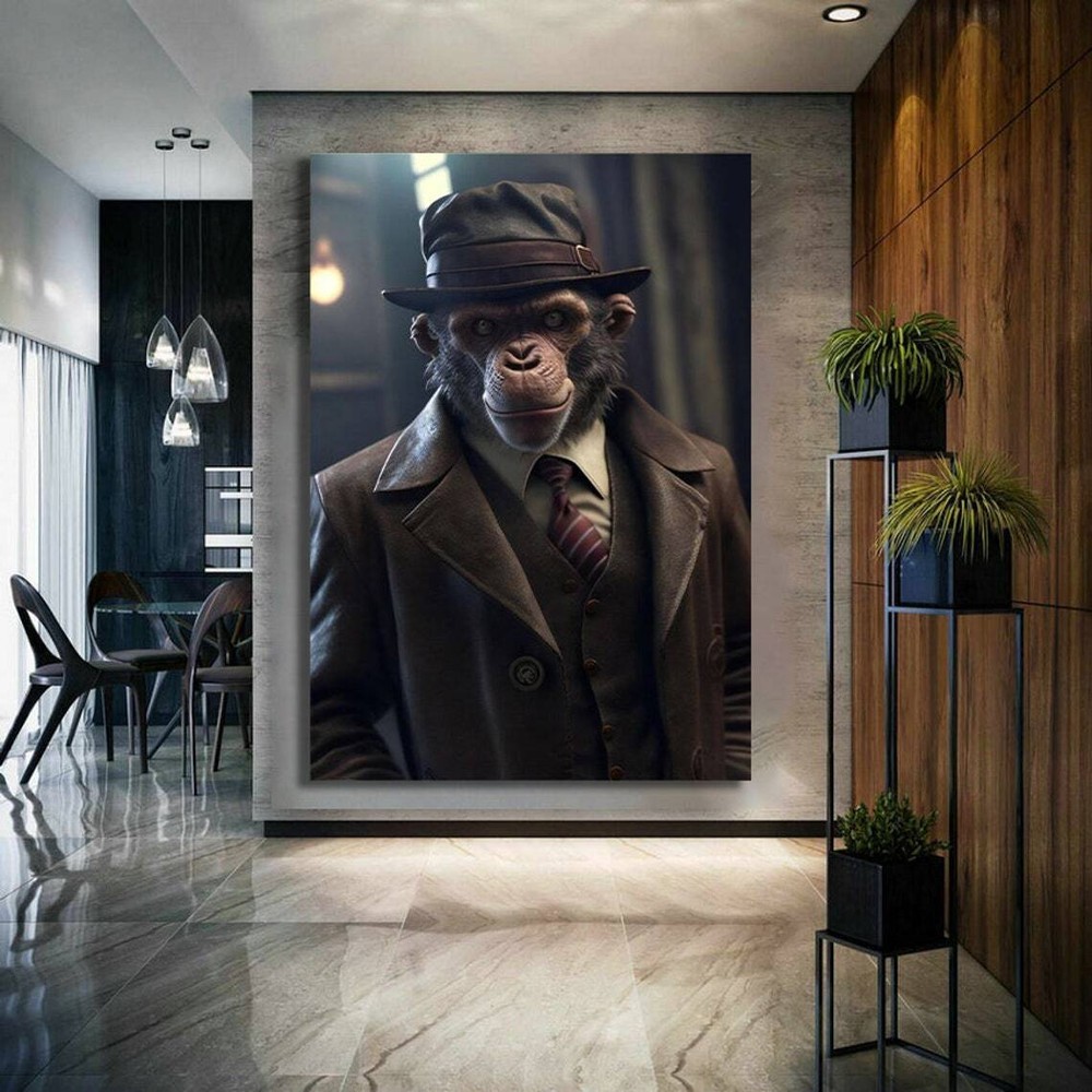 Monkey in a suit Wall Art Canvas Unframed Print Art