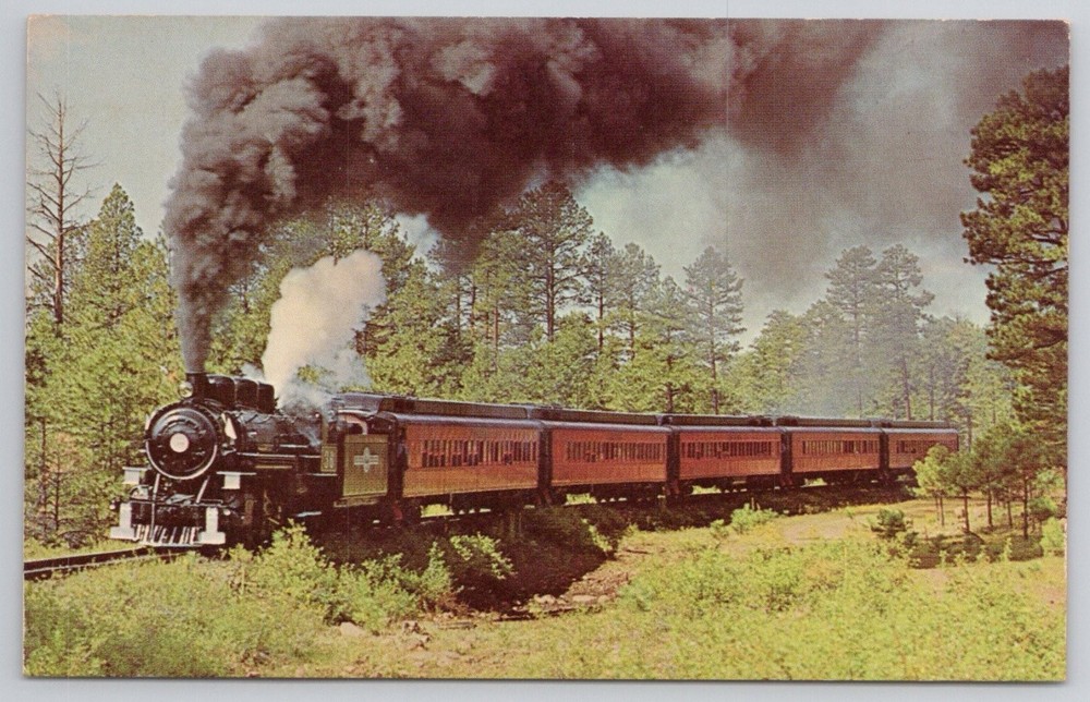 White Mountain Scenic Railroad Steam Train Arizona Vintage Postcard
