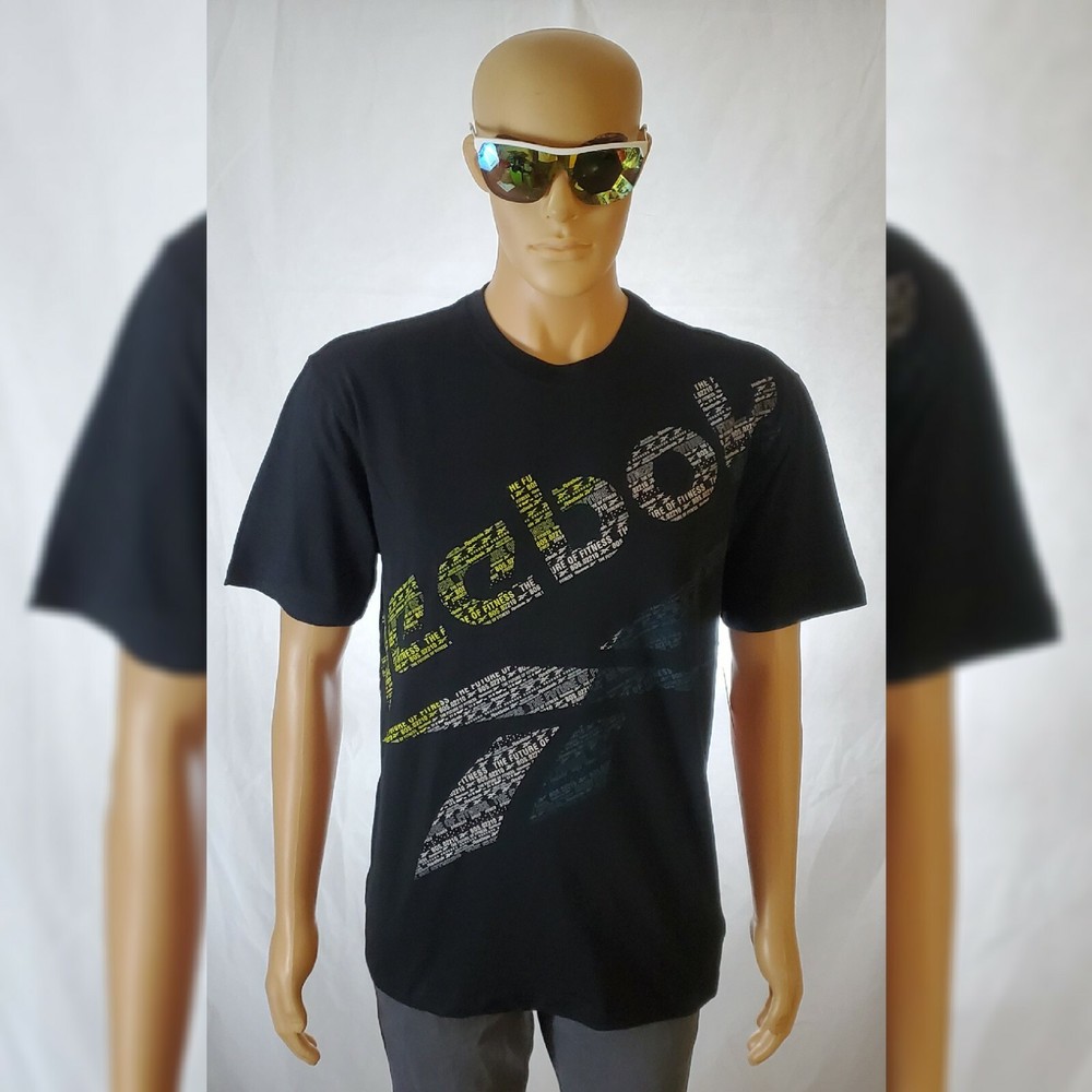 REEBOK ORIGINAL DATASTREAM TSHIRTS MEN'S SHORT SLEEVE CREW NECK SIZE L BIG LOGO
