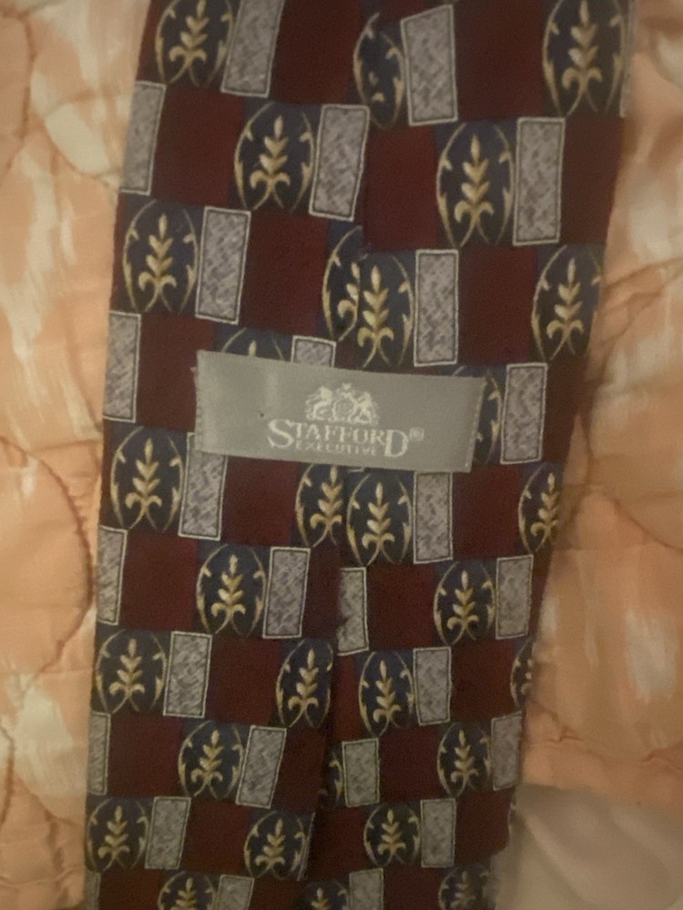 Stafford Executive Men's Tie Made in USA Geometric Silk Necktie 60