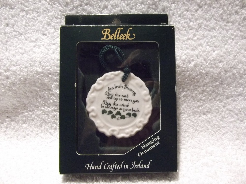 Belleek Irish Blessing Hanging Ornament Fine Parian China Made in Ireland