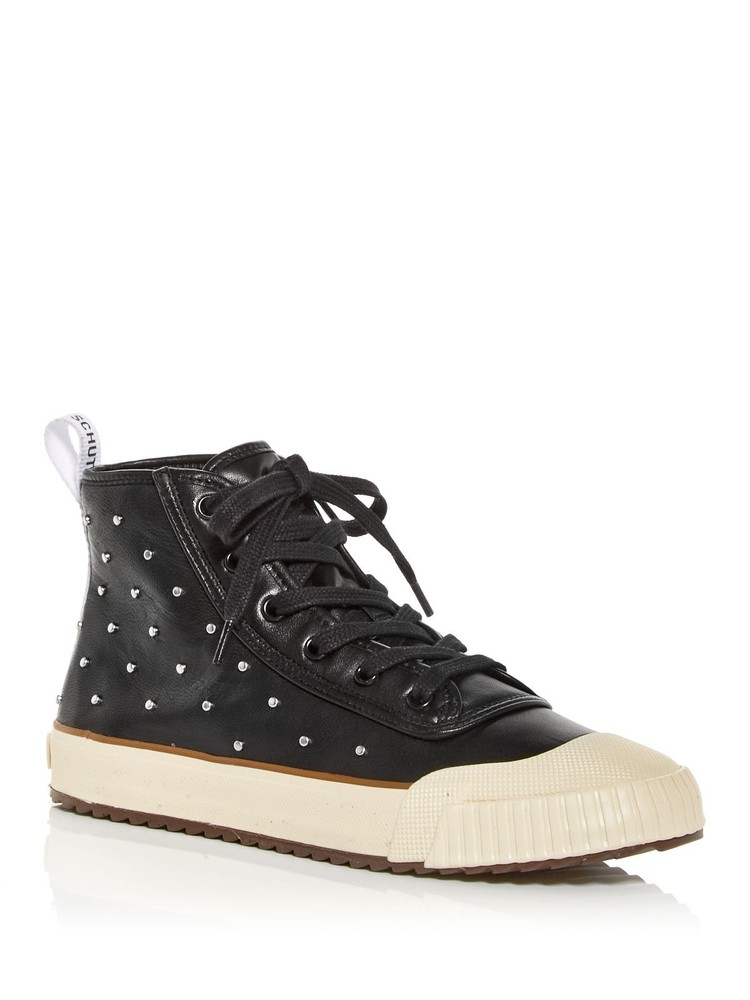 SCHUTZ Black Studded Belindah Cap Toe Lace-Up Sneakers Women Size 10 B