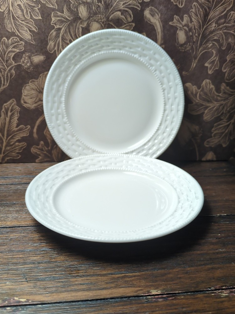2 RALPH LAUREN Basket Weave Bread Butter Plates 7” Bone China Plate White
