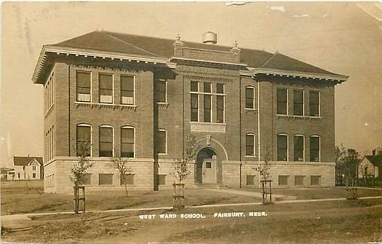 NE, Fairbury, Nebraska, West Ward School, RPPC