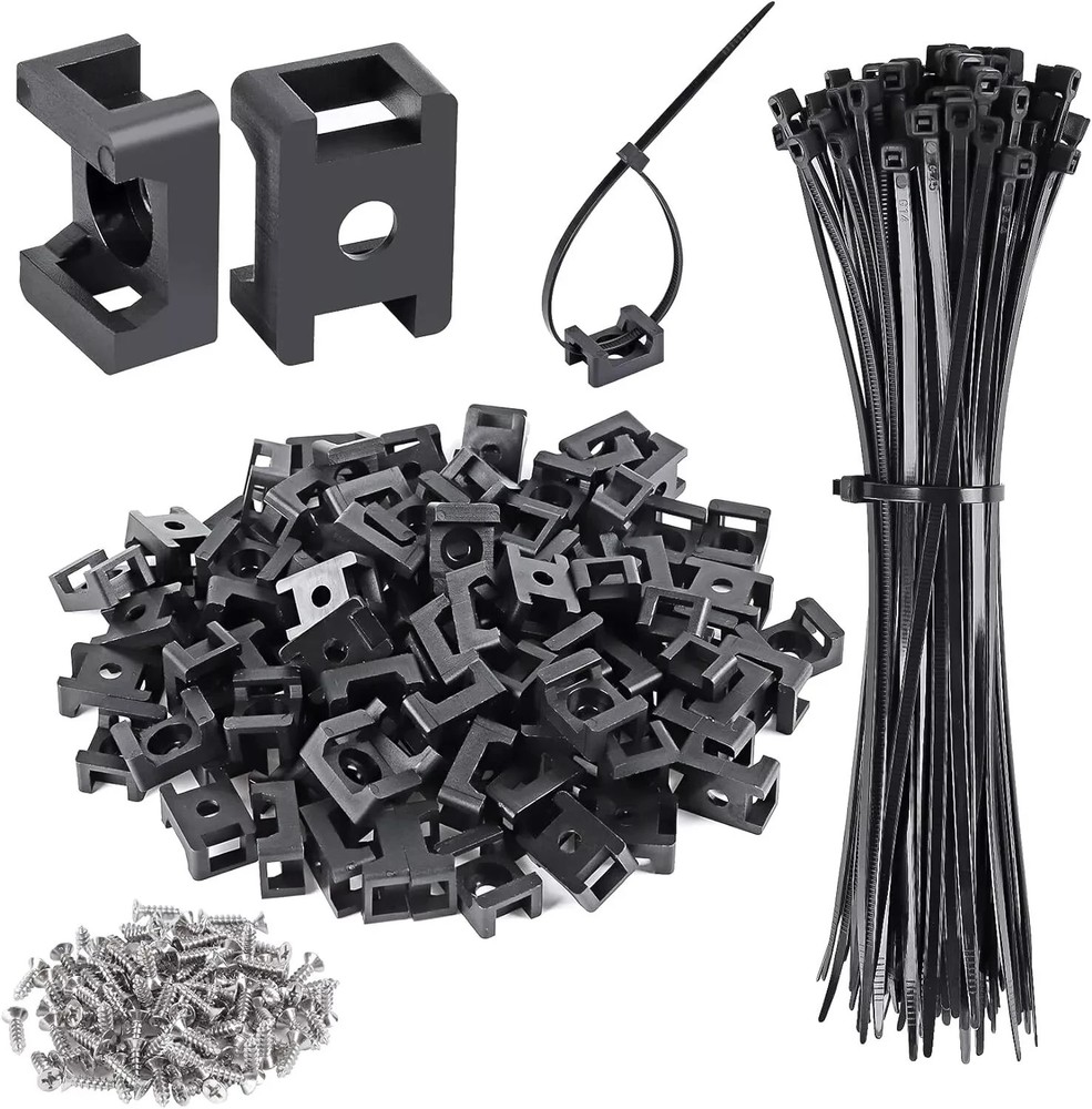XHF 100 Pcs Cable Zip Tie Saddle Type Mounts Base with 100 Pcs 8