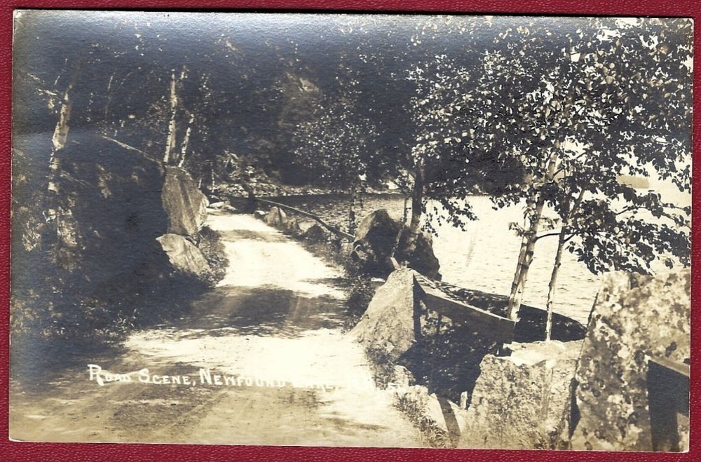 Newfound Lake, NH 1920s RPPC Dirt Road Scene Along Lakefront Postcard #1