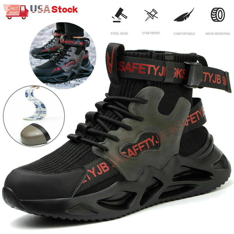 Men Steel Toe Work Safety Shoes Indestructible High Top Boots Non Slip Sneakers