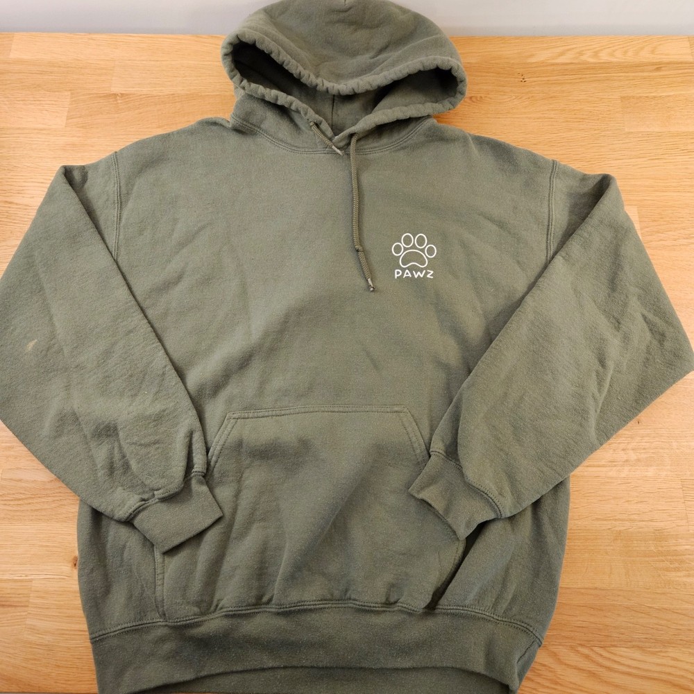 PAWZ Women’s Medium Army Green Graphic Pullover Hoodie Outdoor Utility Dog Lover