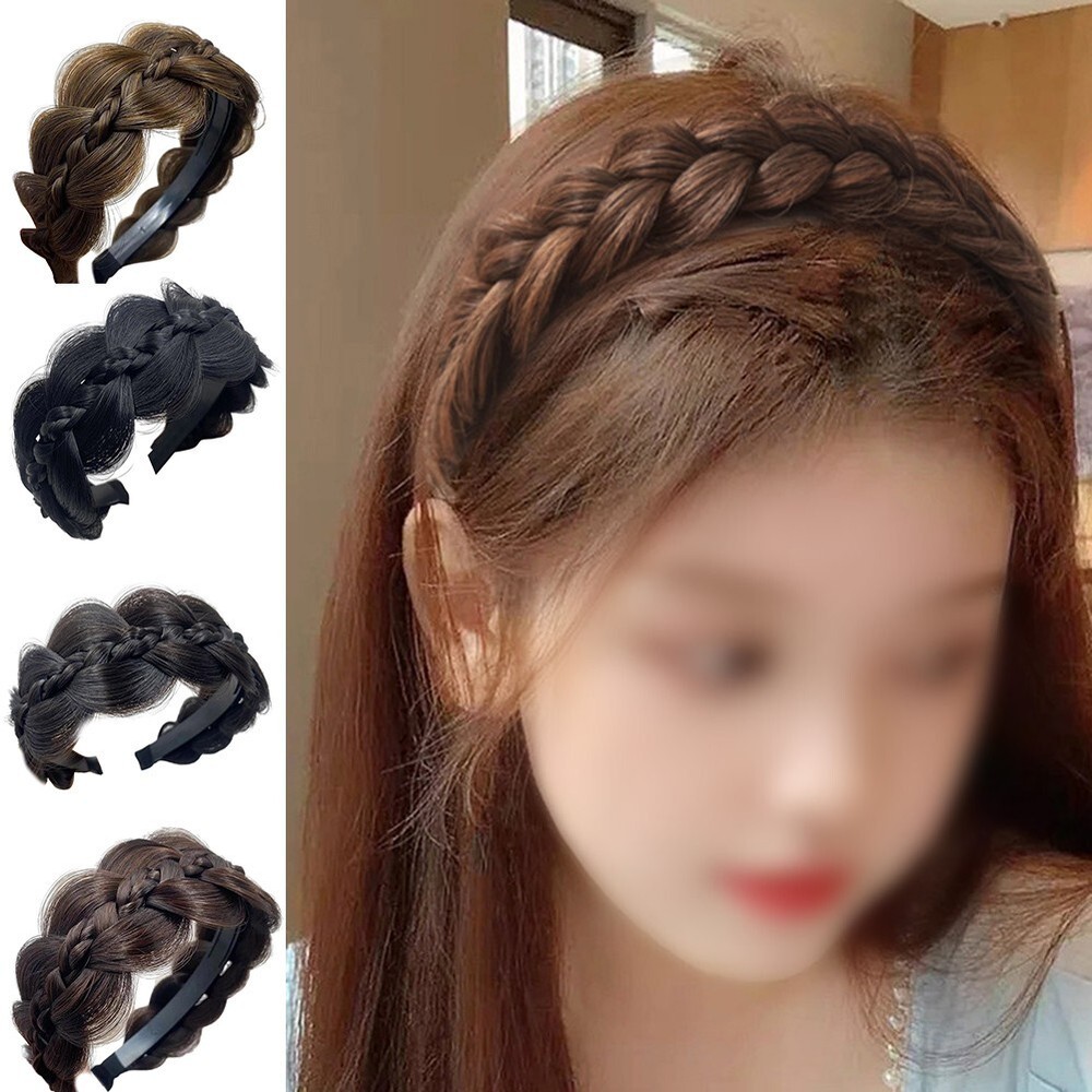 Wide Fishbone Braids Hairbands Retro Styling Head Hoop for Women's Headwear