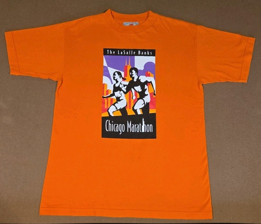 Vintage Men’s SZ M Chicago Marathon T-shirt 2000 Orange New Balance