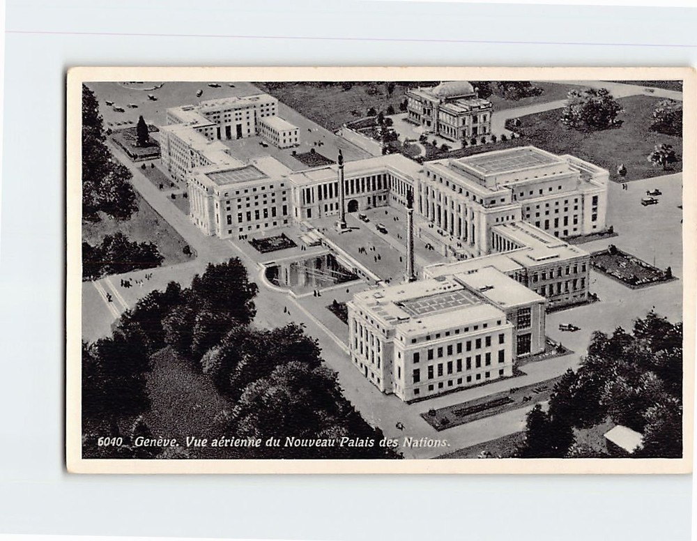 Postcard Aerial View of the New Palace of Nations Geneva Switzerland