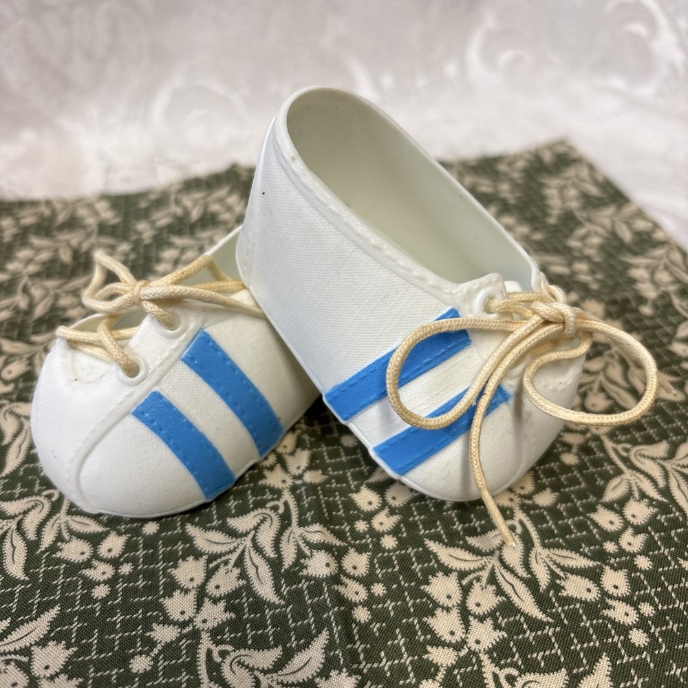 Vintage Cabbage Patch Kids Doll White Blue Stripe Shoes Sneakers 1980’s