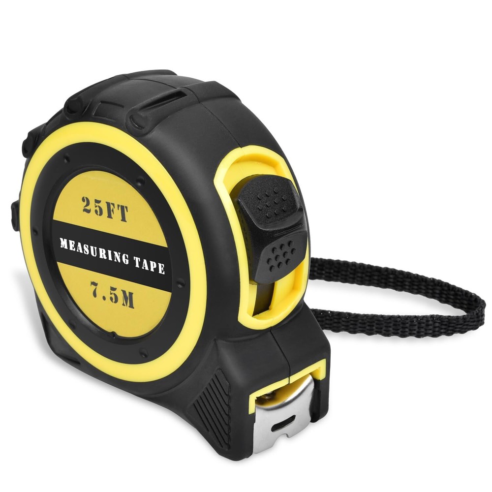 Tape Measure 25 Ft - Metal Retractable Tape Measure with Metric and Inches Ea...