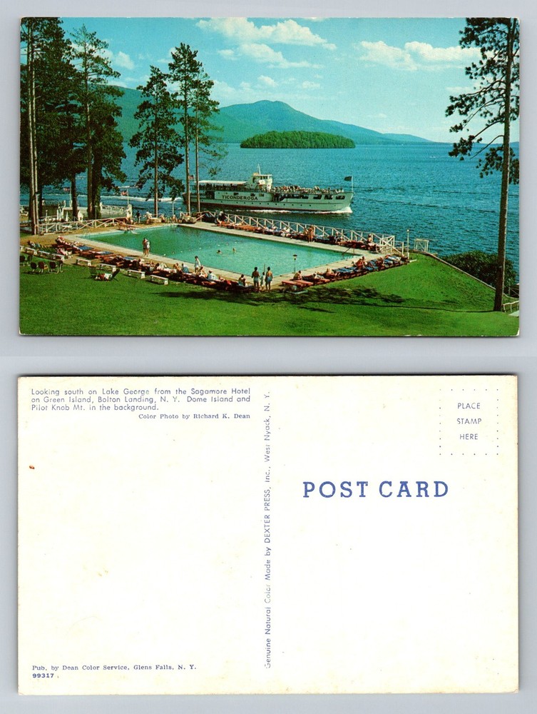 Bolton Landing, NY-New York, Lake George Sagamore Hotel Pool Vintage Postcard