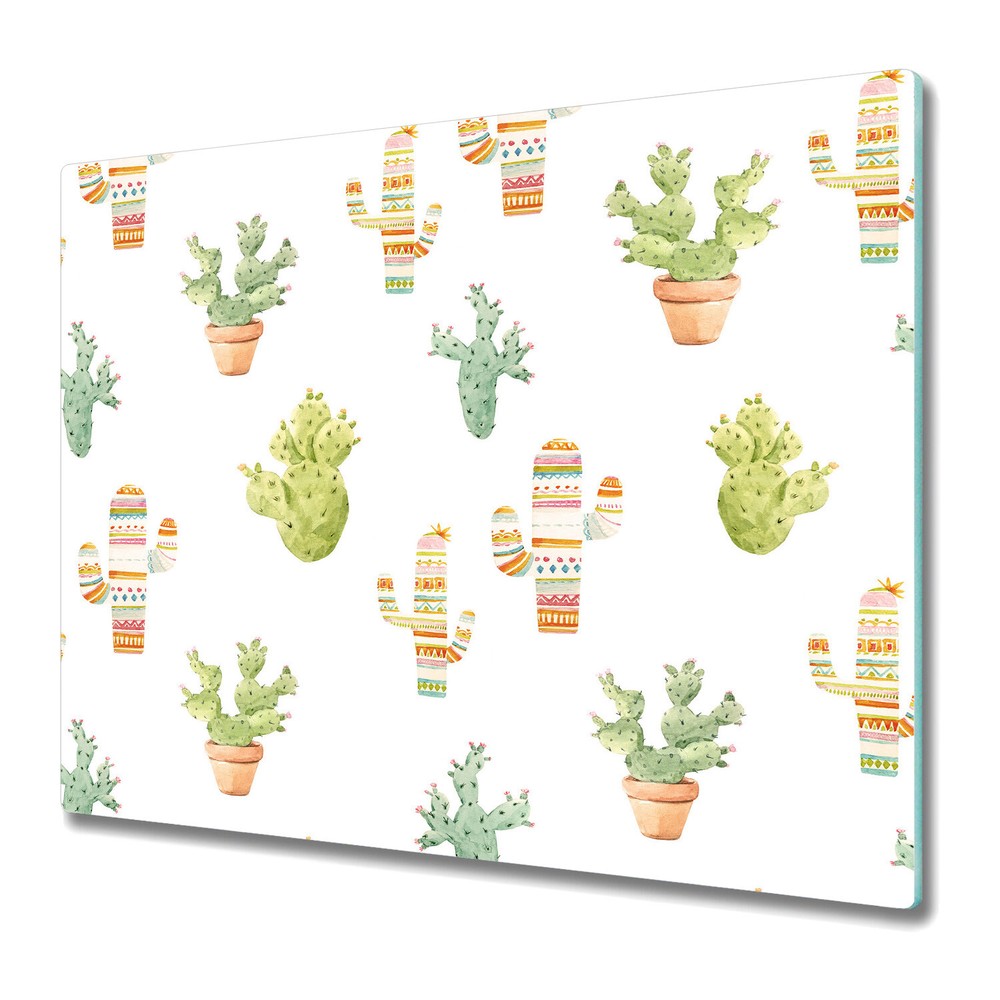 Glass Induction Ceramic Hob Cover Worktop Saver Cactus Roll Boho style 60x52