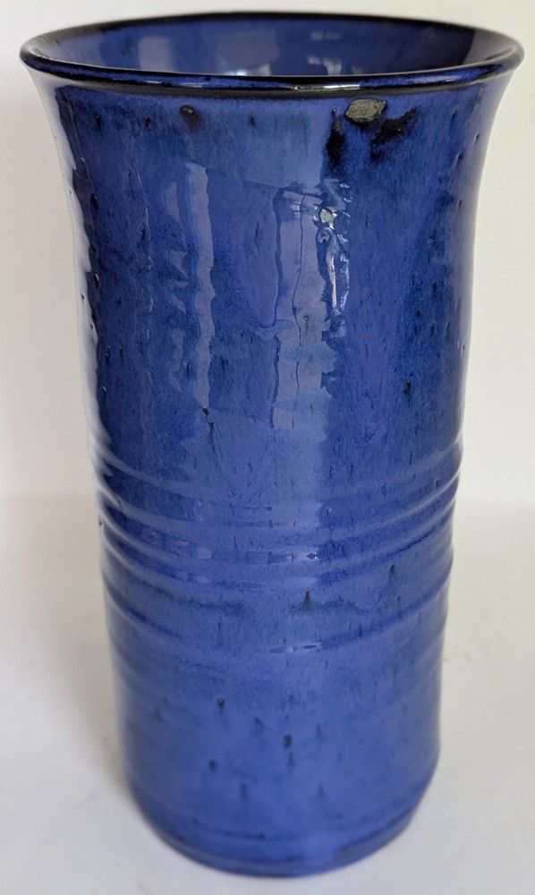 JB Cole Waymon Pottery Vase in Blue Cylinder Shape 10