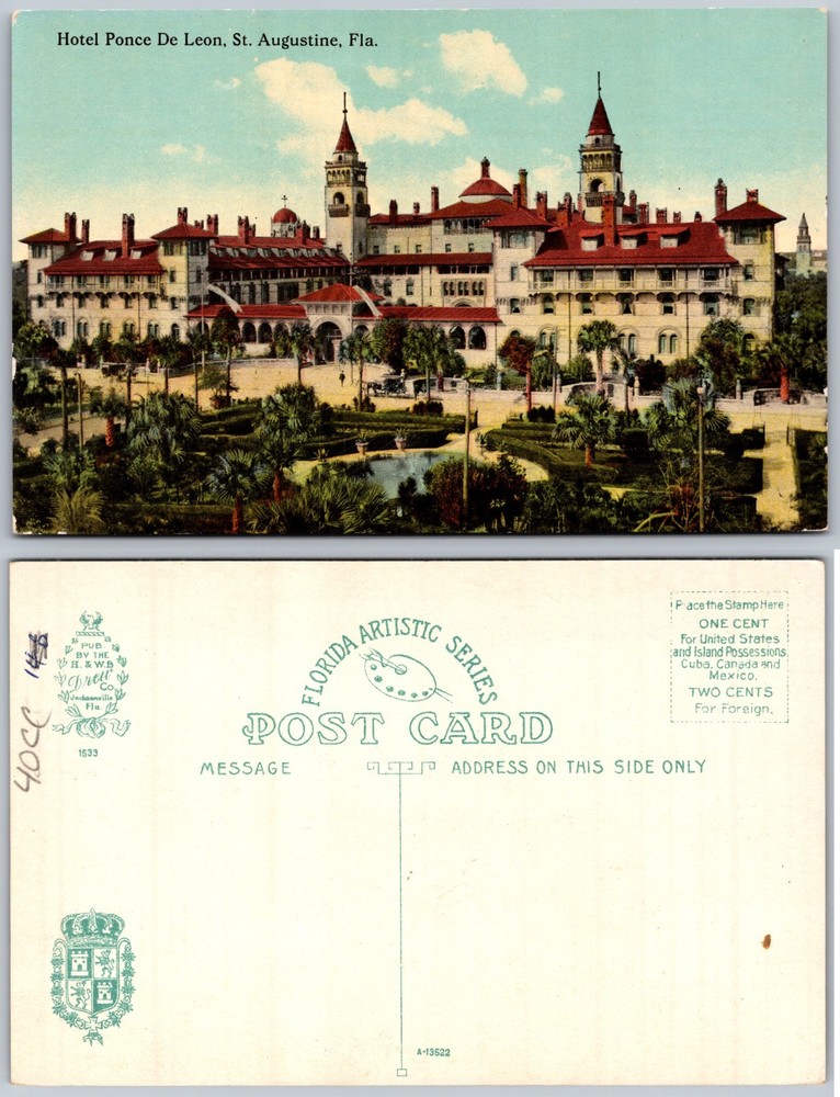 Hotel Ponce De Leon St Augustine FL Postcard