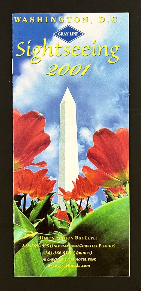 2001 Gray Line Bus Tours Sightseeing Washington DC Vintage Travel Brochure Guide