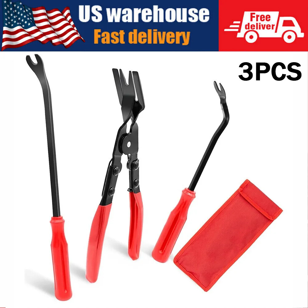 3Pcs Auto Clip Pliers Set and Fastener Remover, Car Trim Rivet Removal Pry Tool