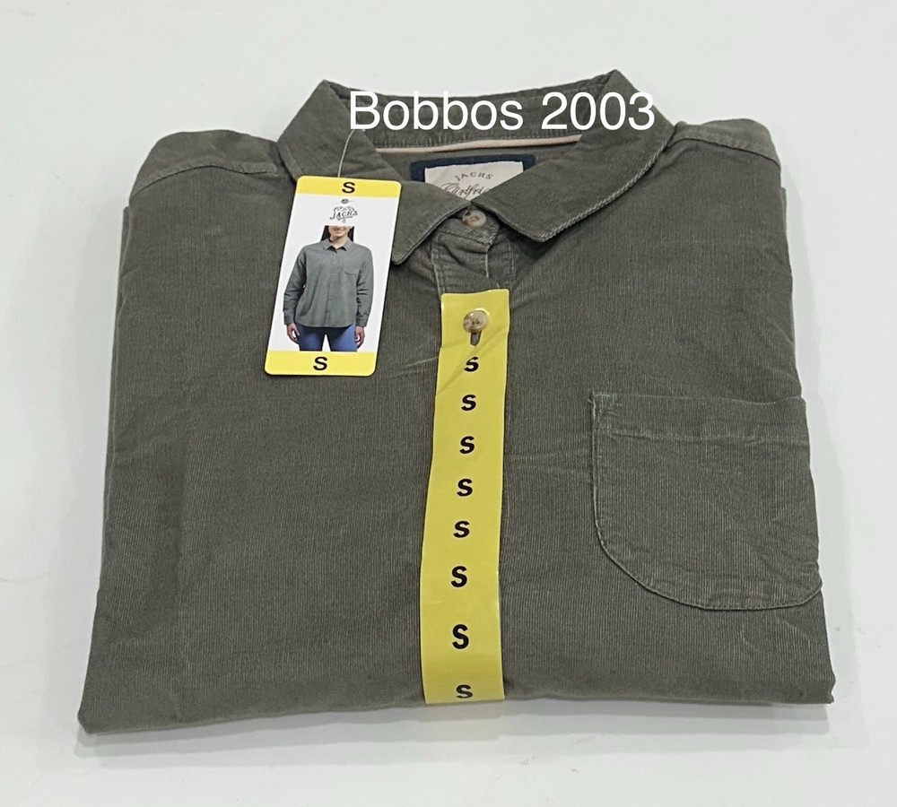 Jachs Girlfriend Women's Mini Corduroy Button Up Long Sleeve Shirt, Green, S