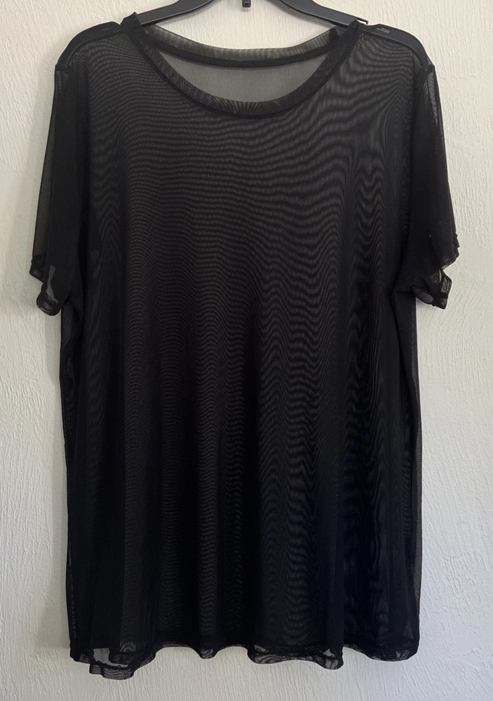 Sheer Oversized See Through Mesh Cover Up Shirt Black One Size Men’s Women’s