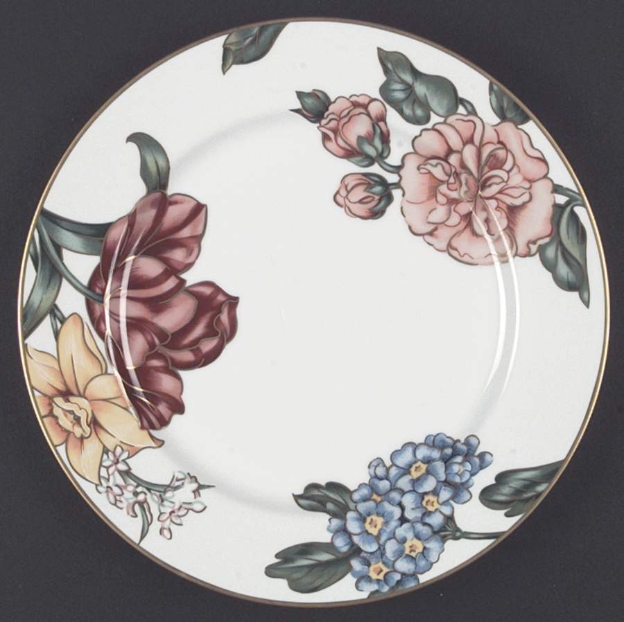 Fitz & Floyd Bariolage Des Fleurs White Dinner Plate 126564