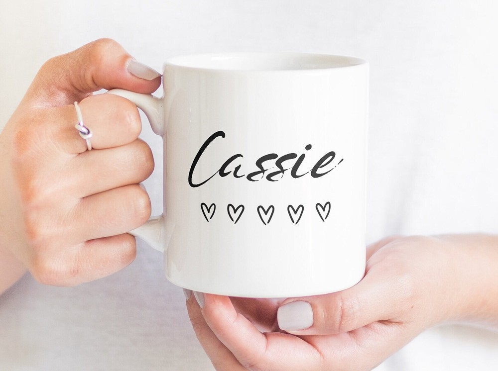Personalized Hearts Name Mug Ceramic Marble Mug Valentines Gift Birthday Gift Fo