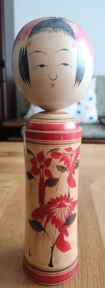 Shoji Sakurai Kokeshi Doll Naruko Style 30cm Floral Design Made in Japan