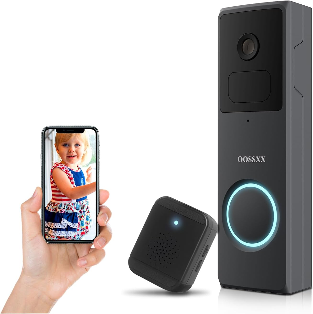 (Smart Video Doorbell) Rechargeable Battery Powered Doorbell Camera with Indoor