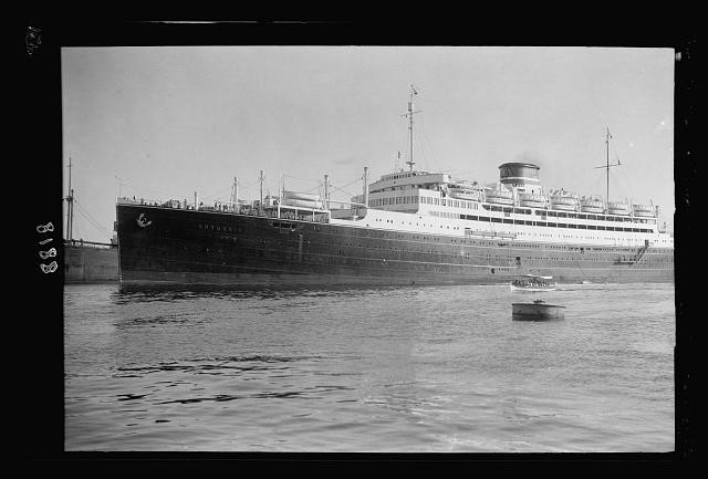 Photo:Egypt Suez Canal 1935 Italian Troop Ships Passing Through Canal