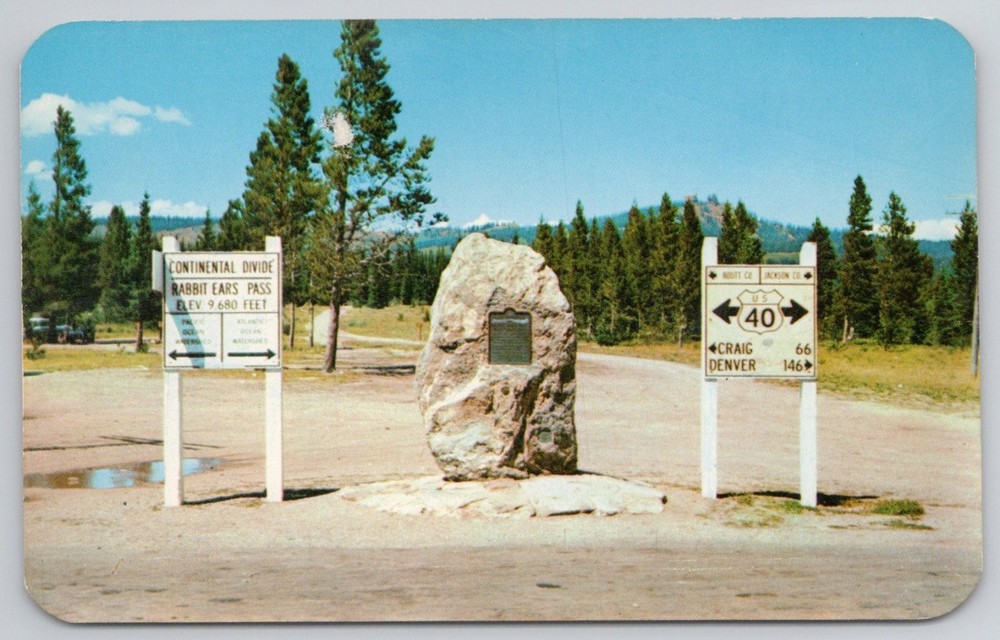 Continental Divide Rabbit Ears Pass US 40 Colorado Chrome Postcard