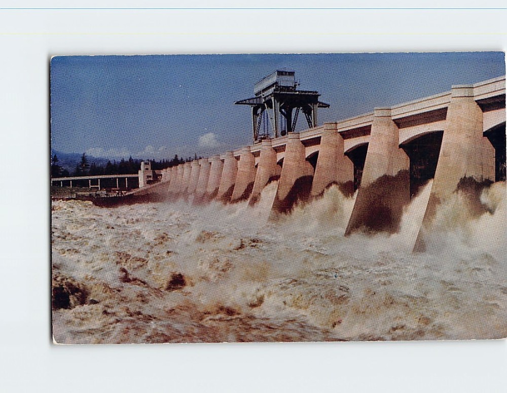 Postcard Turbulent Water Bonneville Dam Columbia River Oregon USA