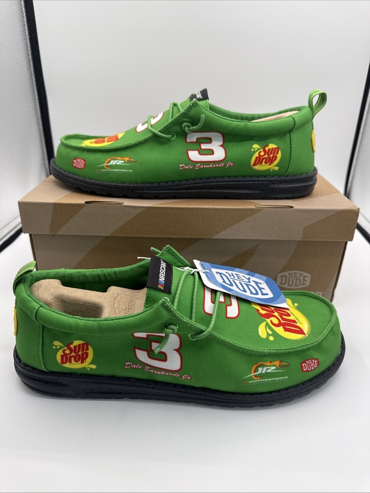Hey Dude Mens NASCAR Dale Earnhardt Jr. Sun Drop #3 Wally Green Slip On Shoes 11
