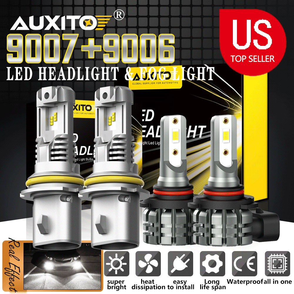 4/8X 9007 Hi-Lo LED Headlight+9006 Fog Lights For 2002-05 Dodge Ram 2500 3500