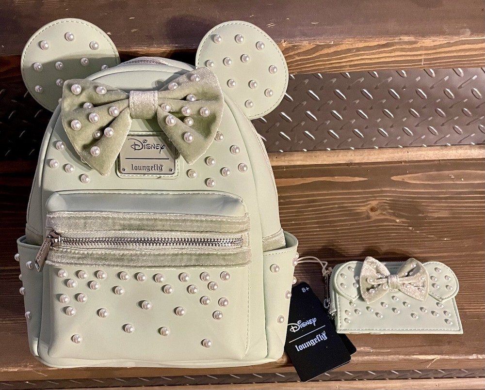 Loungefly Mini Backpack in Mint Pearl with Velvet Card Holder
