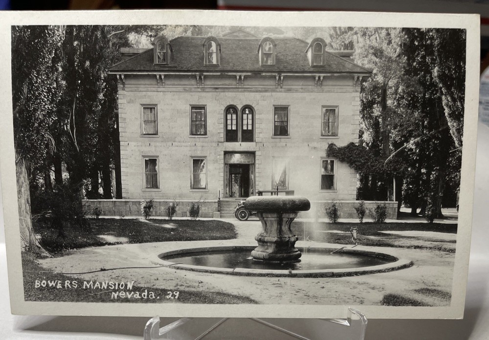 RPPC Bower's Mansion New Washoe City Nevada Fountain “Sandy” Bowers Reno Carson