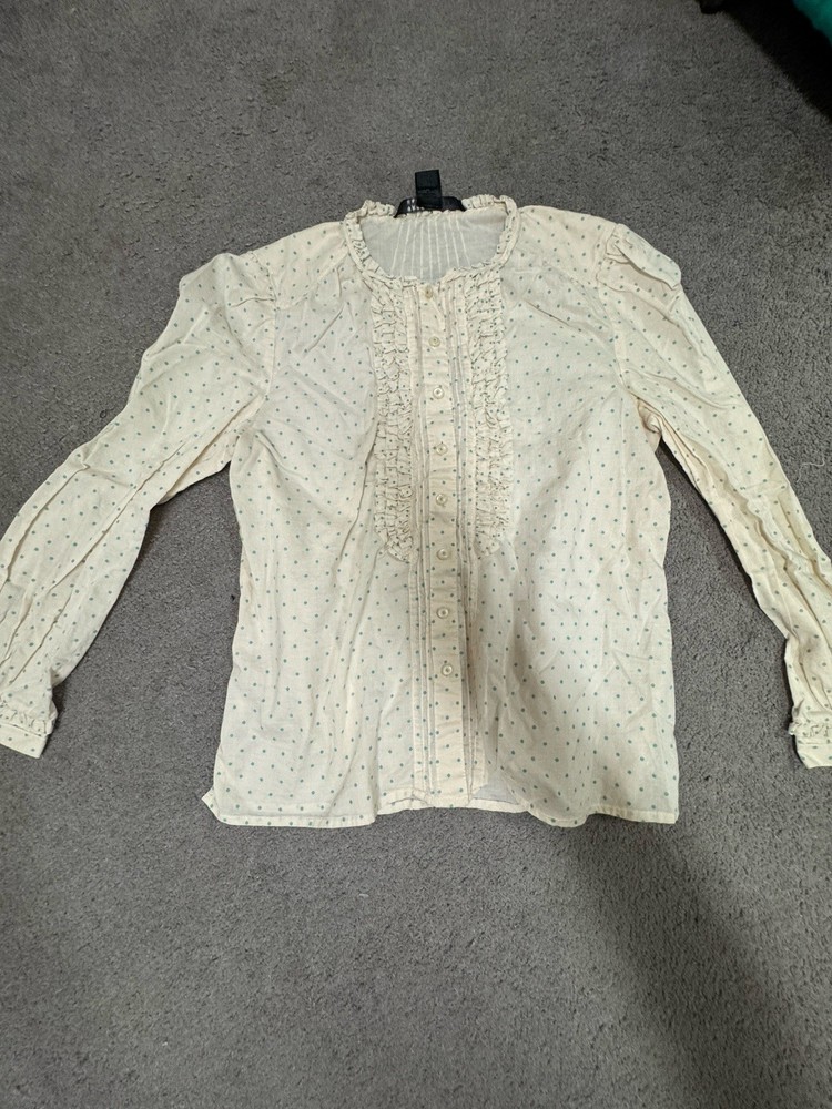 Marc Jacobs White and Blue Polka Dot Button-Up Shirt Size 8