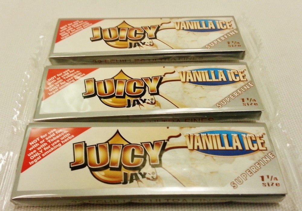 3 Pack JUICY JAY'S Superfine Vanilla Ice Rolling Papers 1 1/4 Free Shipping