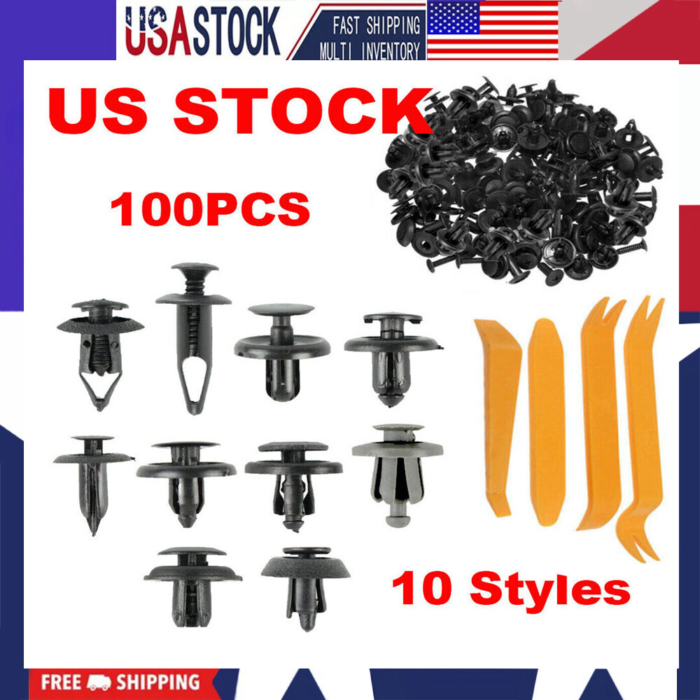 100Pack Fender Clips Trim Car Auto Push Pin Rivet Bumper Fastener Panel Retainer