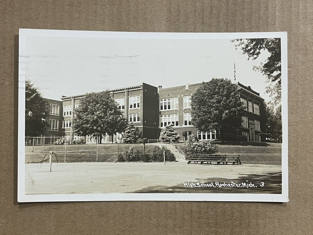 Postcard RPPC Rochester MI Michigan High School Vintage Real Photo