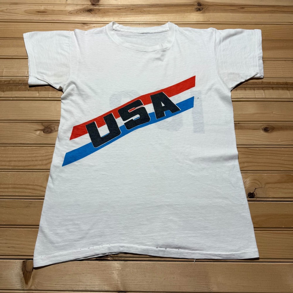 Vintage 80s USA 168 Athletic Race Running Single Stitch Shirt - Small