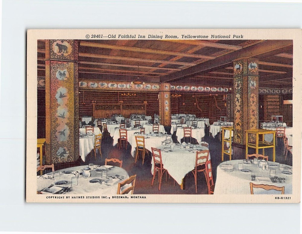 Postcard Old Faithful Inn Dining Room Yellowstone National Park Wyoming USA