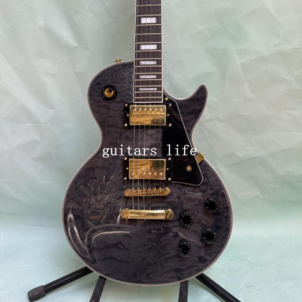 Custom Electric Guitar Quilted Maple Top Gold Hardware HH Pickup shell inlay