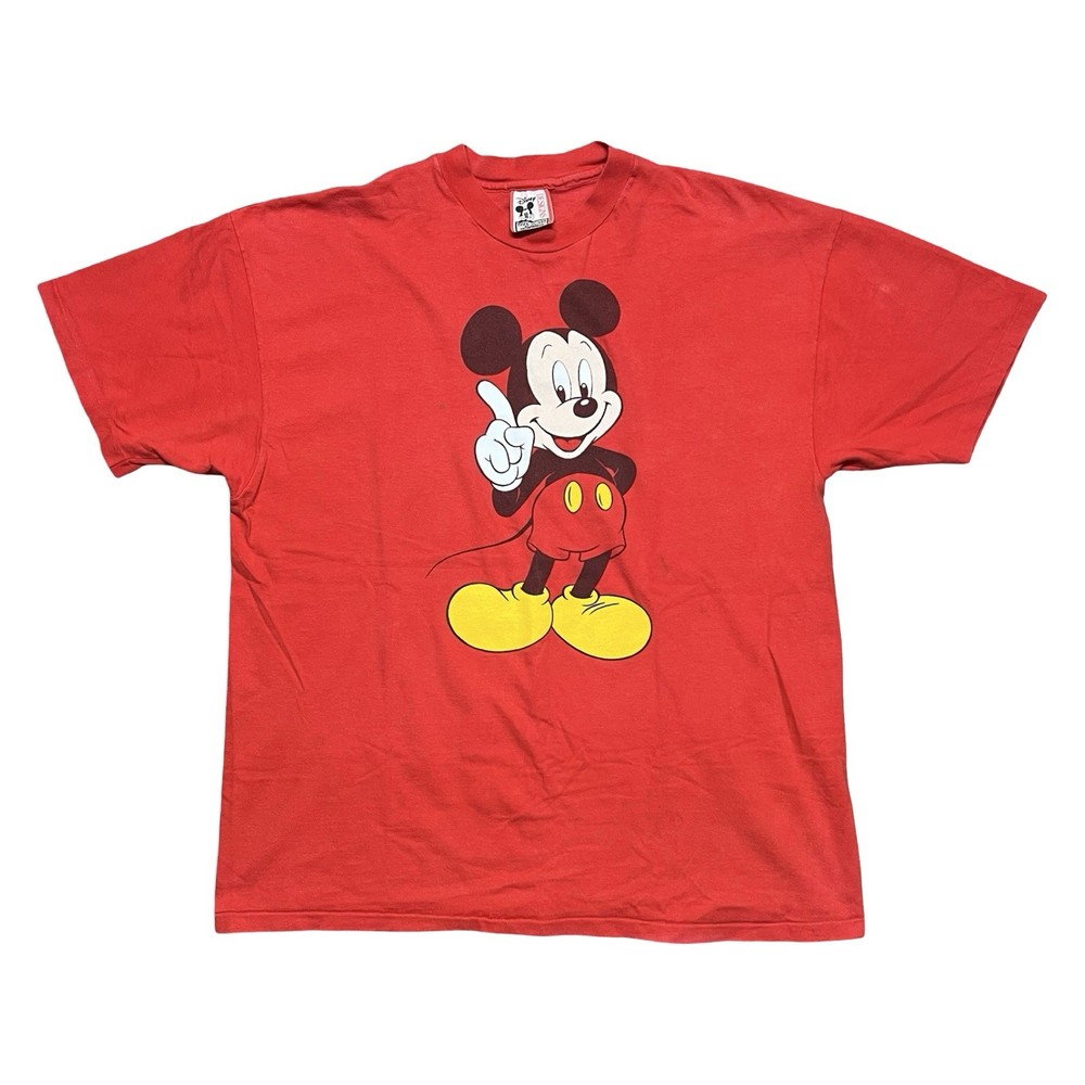 Vintage Disney Mickey Mouse Shirt Mens XL Red Made USA Cartoon Graphic 90s