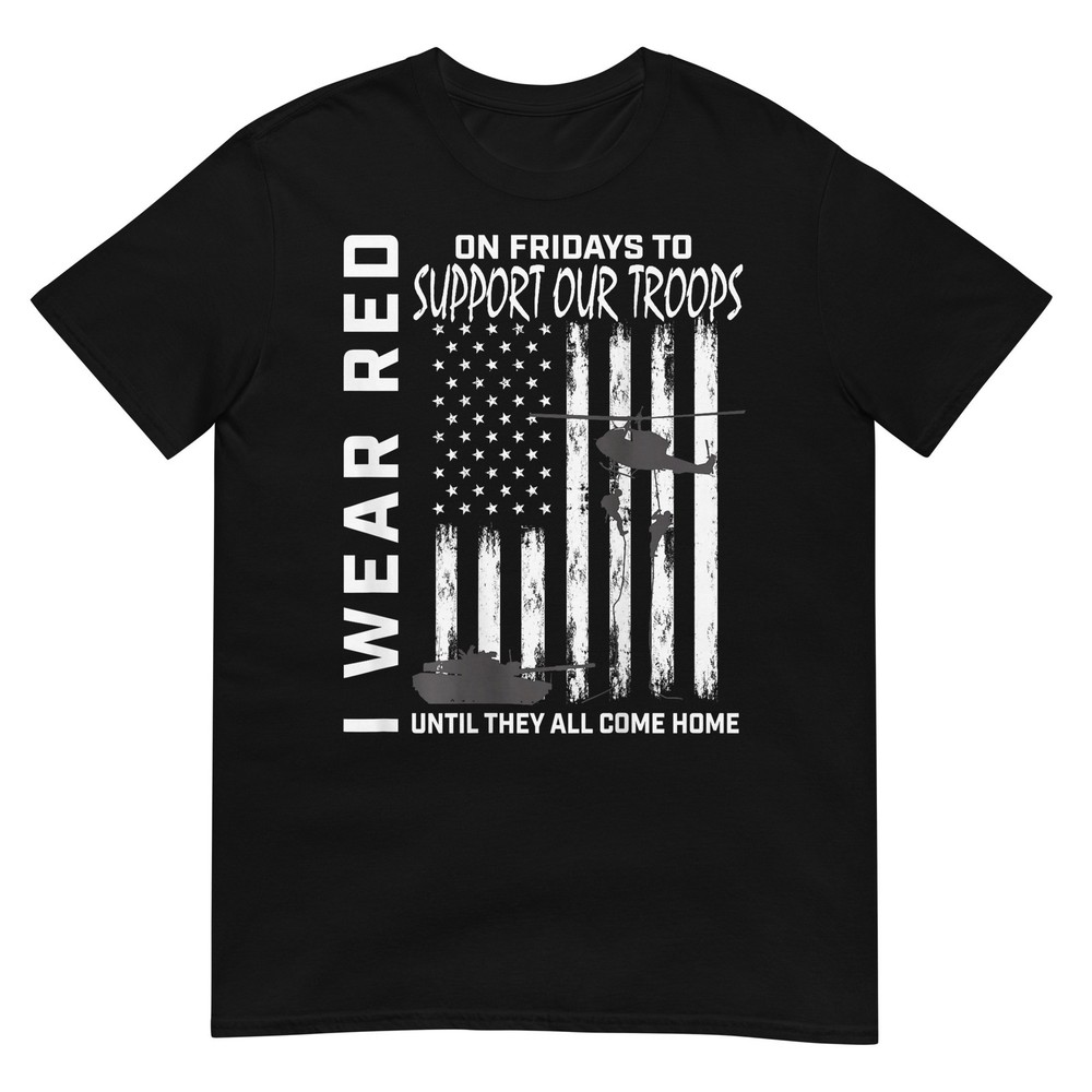 Red Friday Military Veteran Support Our Troops American Flag T-Shirt