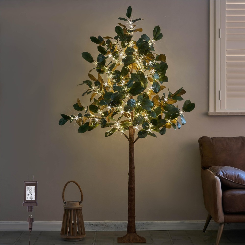 6FT LED Magnolia Tree with 280 Fairy Lights - Faux Plant for Indoors & Outdoors