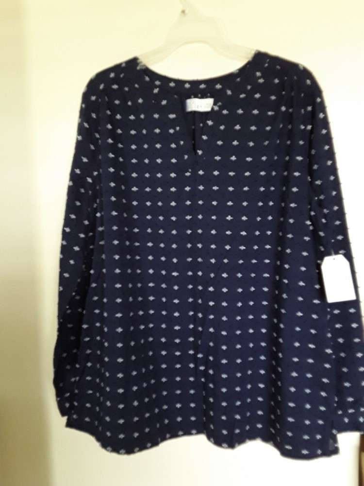 TIME & TRU Blue Women's Tunic Top Size L 12-14 New NWT
