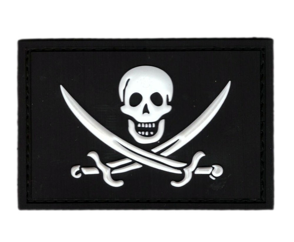 PVC Calico Jack Pirate Flag with Jolly Roger Skull, Morale Hook Patch for Costumes & Decor