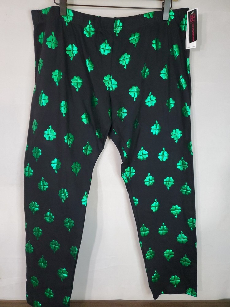 No Boundaries Women’s St. Patrick Clover Print Ankle Legging Size 2XL Leprechaun