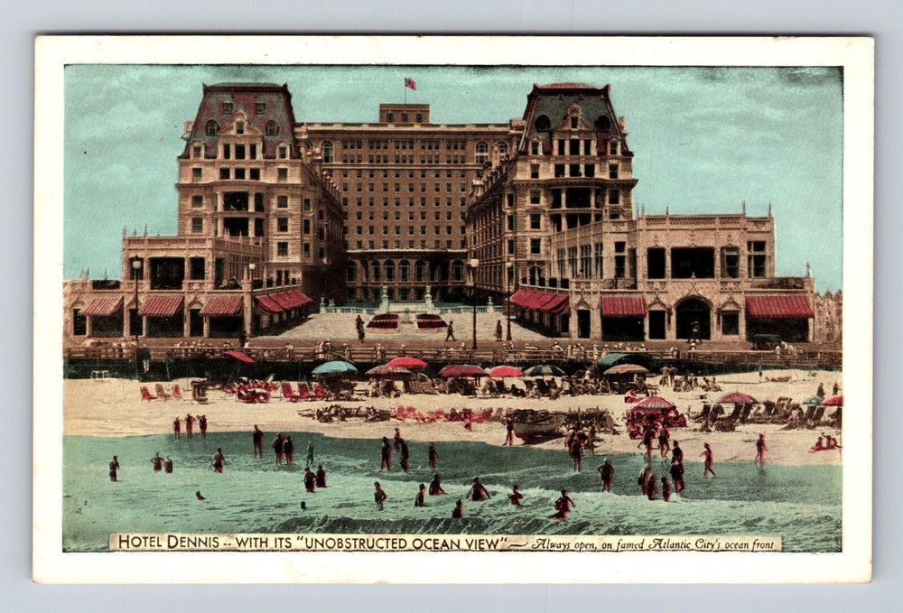 Atlantic City NJ-New Jersey, Hotel Dennis Advertising, Antique, Vintage Postcard